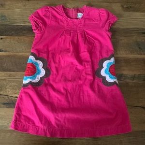 MINI Boden Dress corduroy pink floral size 5/6 year